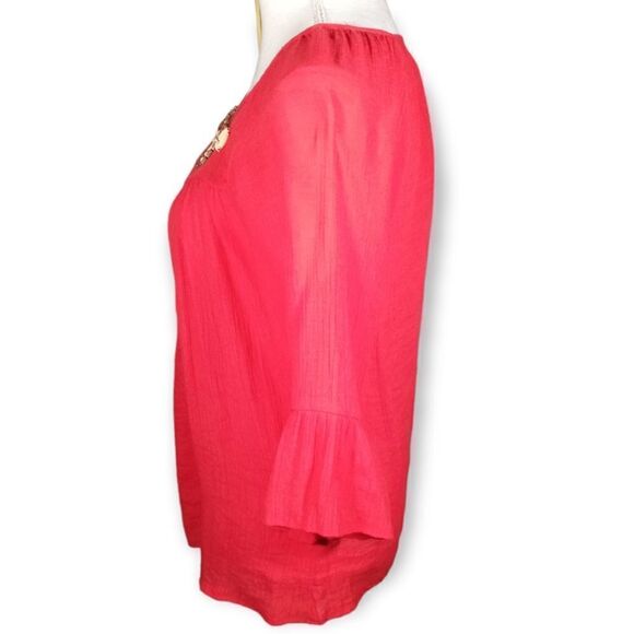ZAC & RACHEL RED BEADED BOHO-INSPIRED BLOUSE SZ.S EUC - Picture 2 of 6